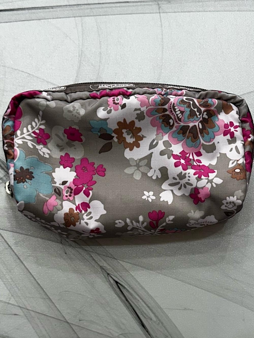 NWOT LeSportsac Laelia Moss Floral Rectangular Cosmetic Pouch 4x7